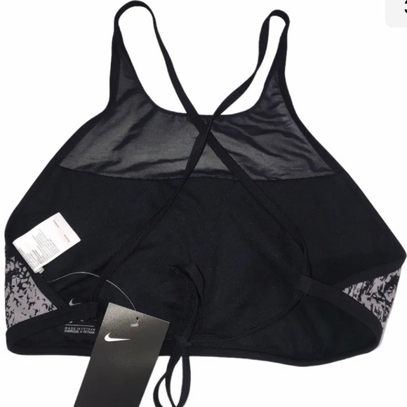 NWOT Nike High-Neck Mesh Cross-back Tie Bikini Top Black‎ XL - Picture 5 of 10